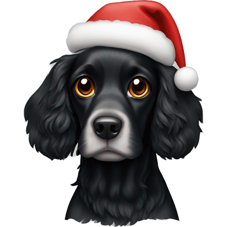 black spaniel with christmas hat on emoji