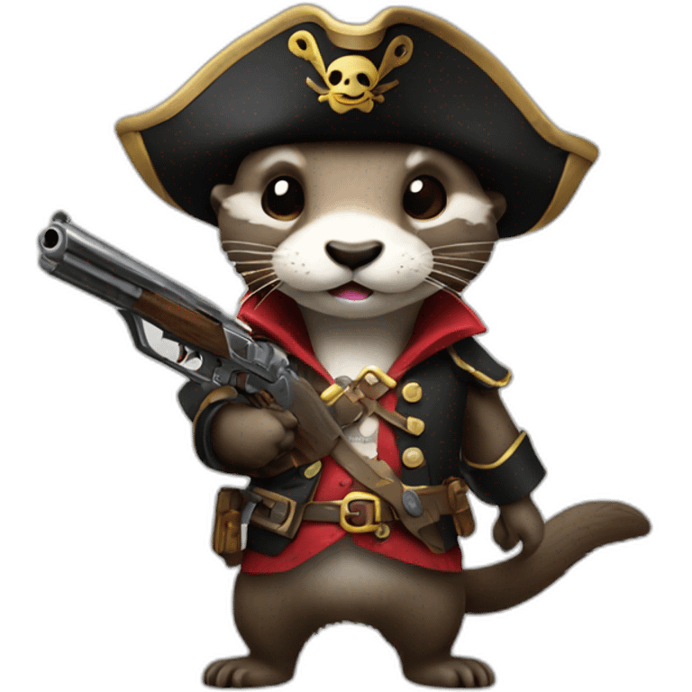 otter wearing pirate outfit holding a gun emoji