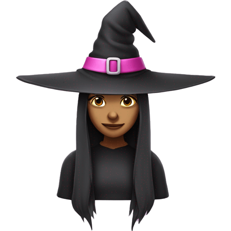 Witch wearing pink witch's hat emoji