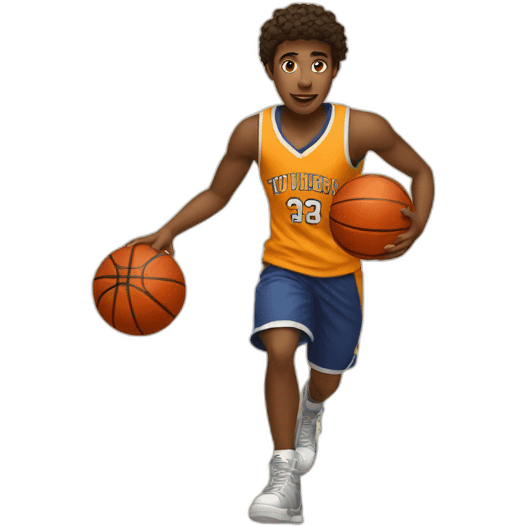 a teenager play basketball emoji