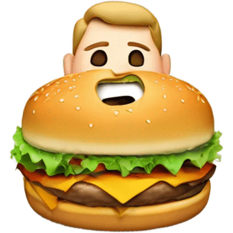 A fat man eating a burger emoji