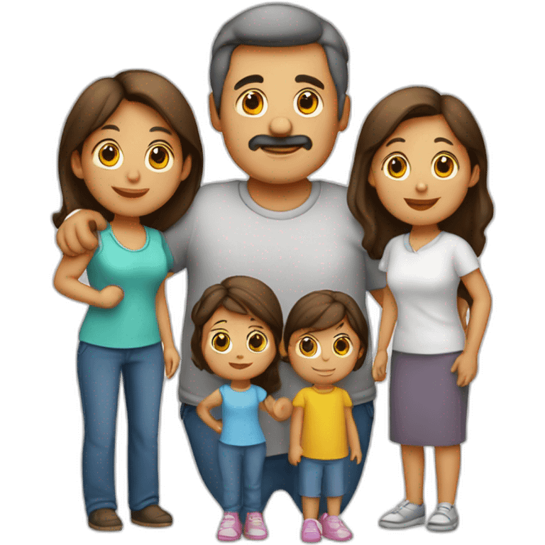 Familia de 5 personas papá y mama hijas tres emoji