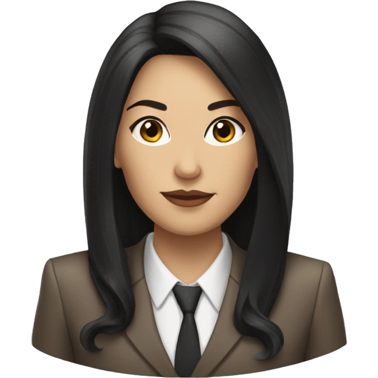 Female defense attorney with long black hair with brown suit emoji