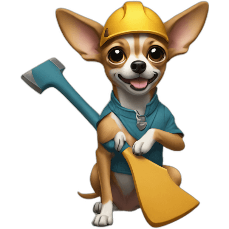 chihuahua holding an axes emoji