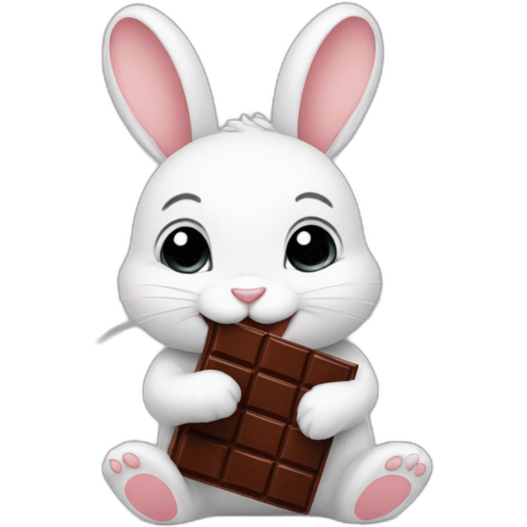 Cute bunny eating chocolate  emoji