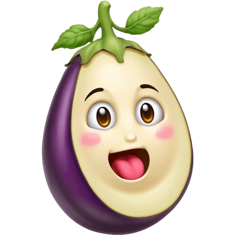 Emoji qui bave  avec une aubergine  emoji