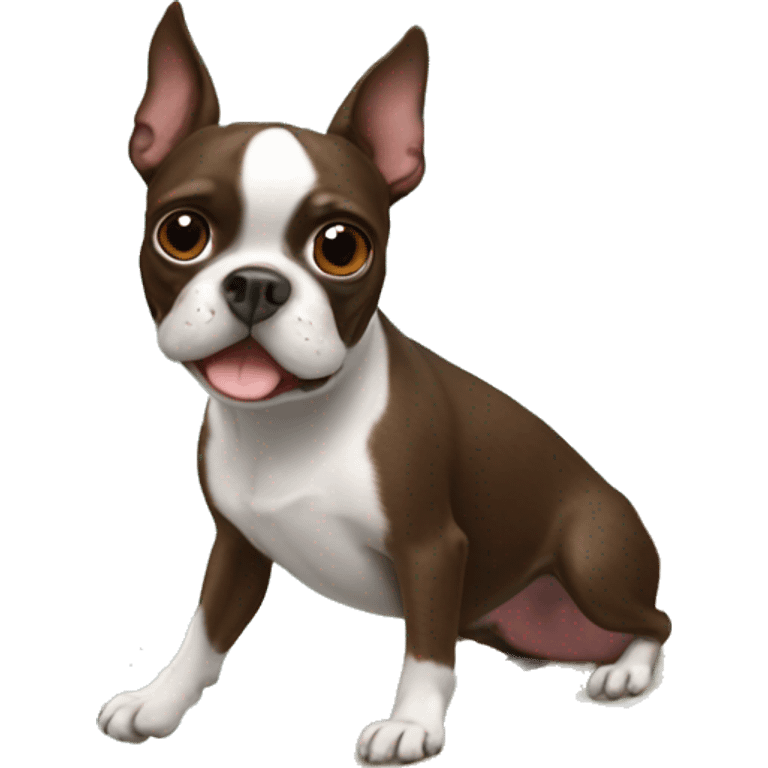 Boston terrier surfing brown emoji