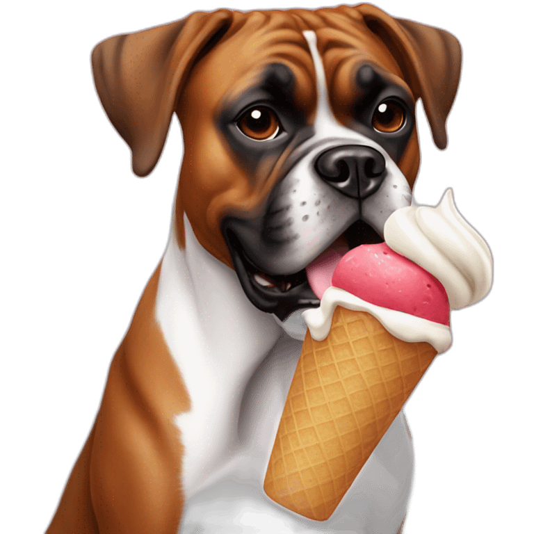 boxer dog eating icecream emoji