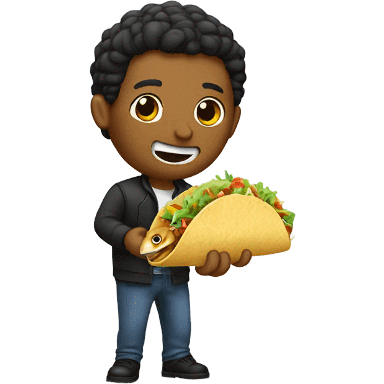 John eating a fish taco emoji