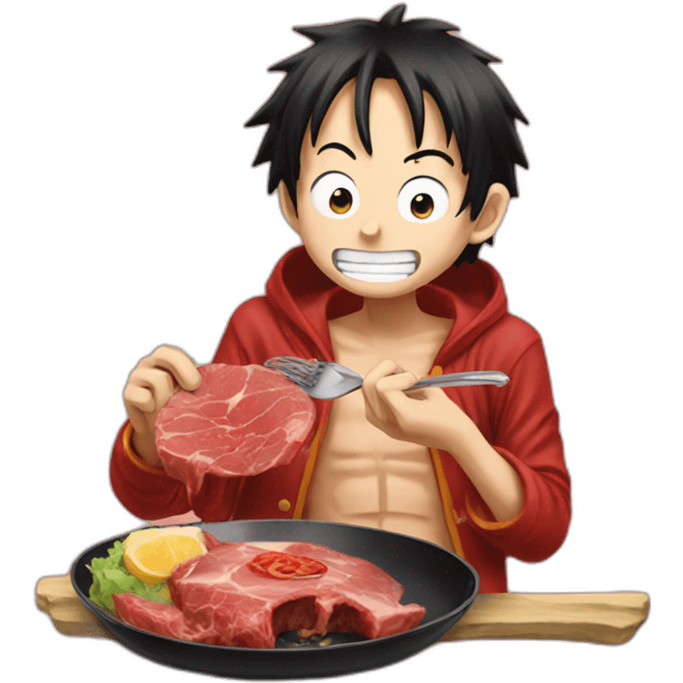 Luffy eating cooked meat emoji