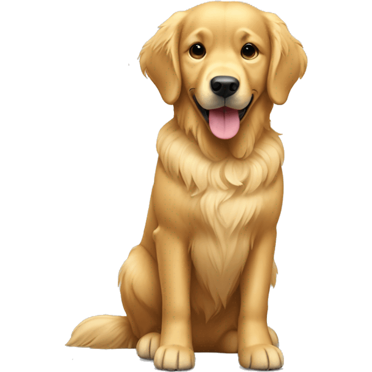 positive full body golden retriever active emoji