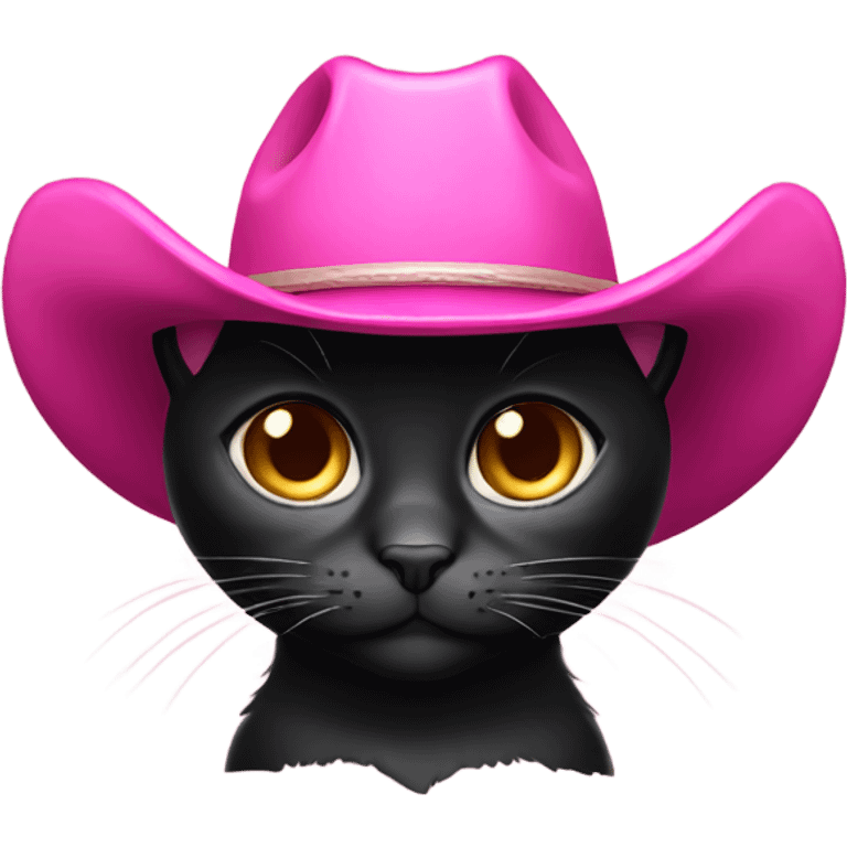 Black cat with pink cowboy hat  emoji