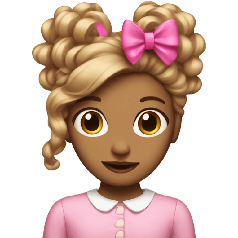 light brown open hair from behind with a pink bow emoji