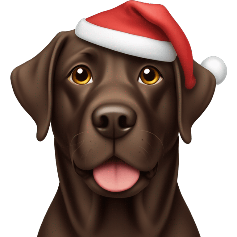 Chocolate Lab wearing a Santa hat emoji