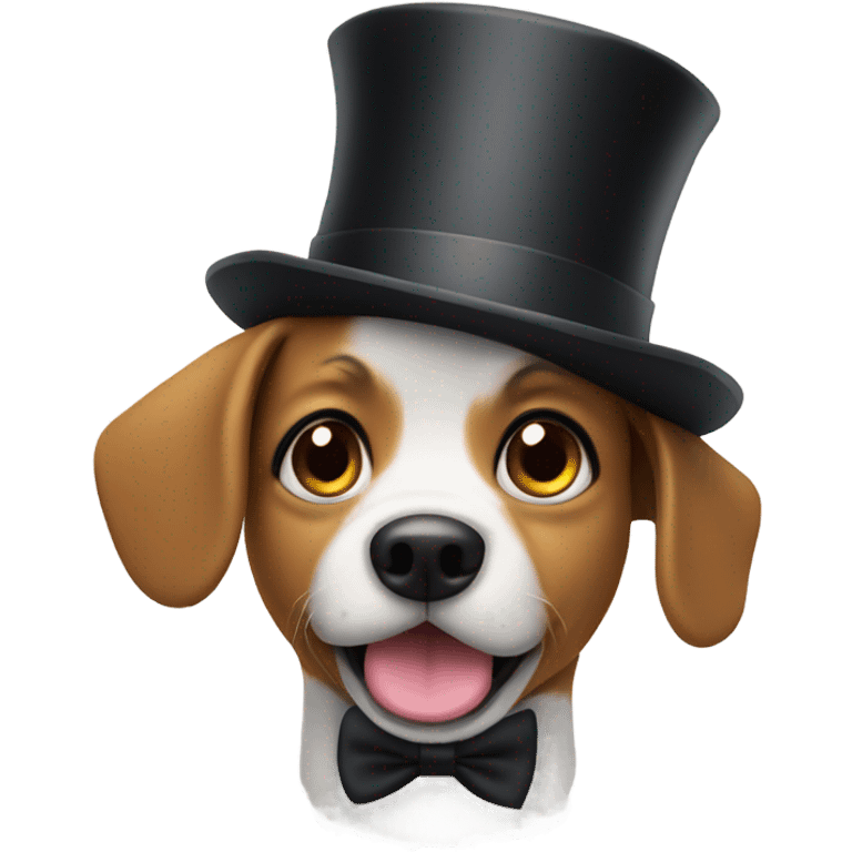 Confused dog with a top hat  emoji