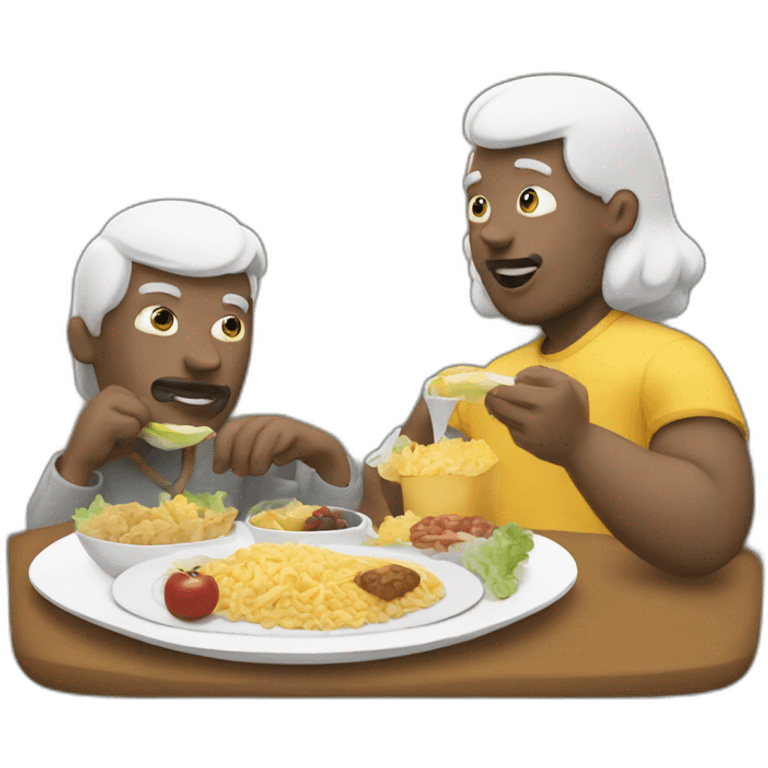 Two white big man eat lunch emoji