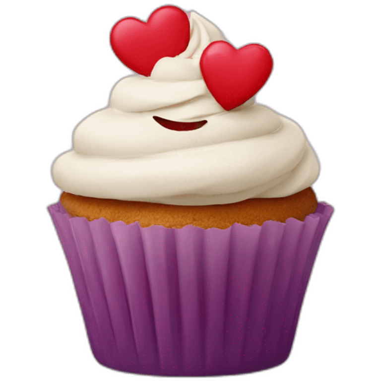 Valentine’s Day cupcake with a happy face emoji