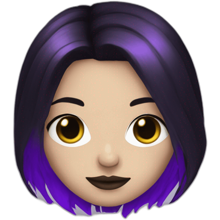 Queen gothic girl long dark black and purple hair emoji