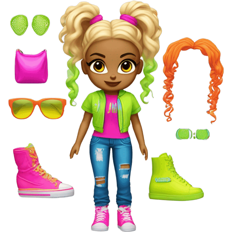 A bratz wearing 90s style neon clothing emoji