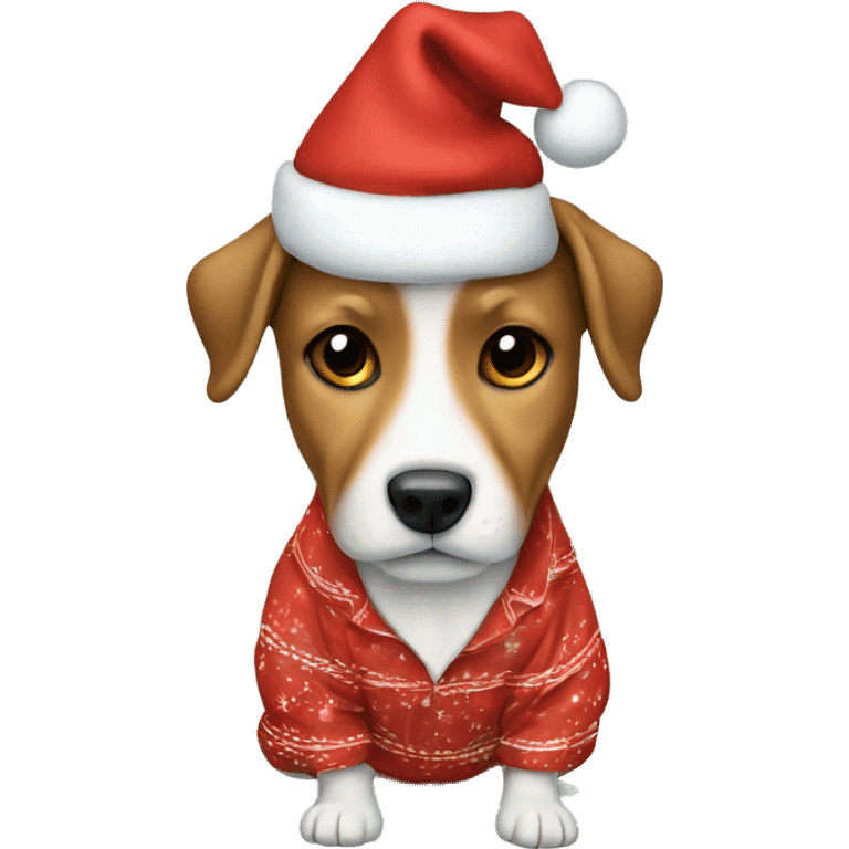 Dog wearing xmas pijama emoji