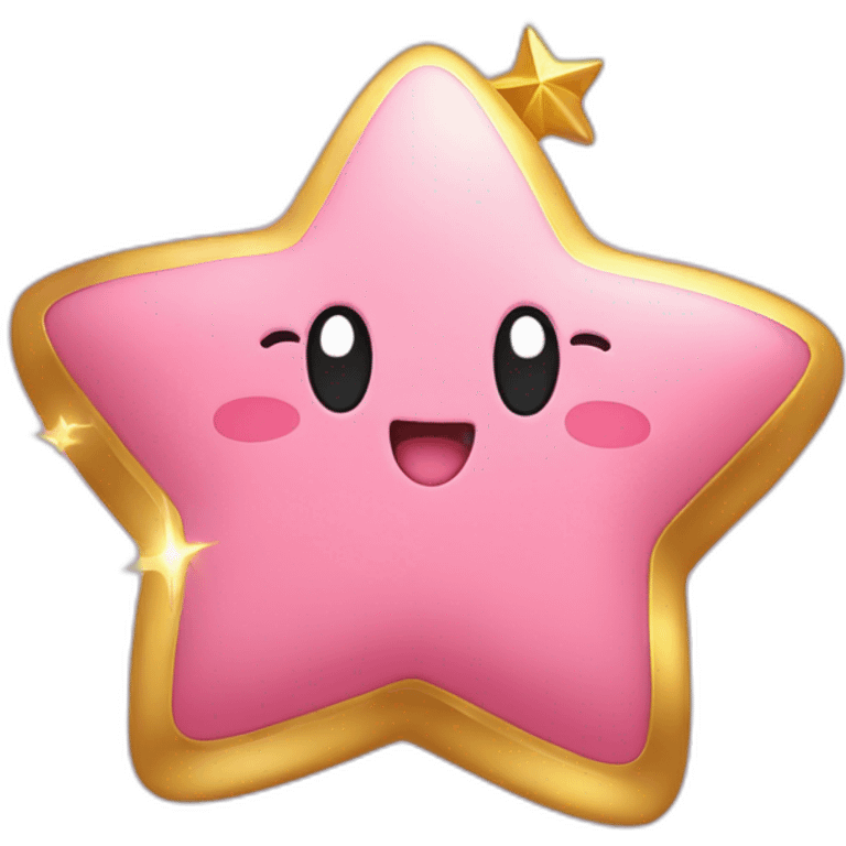 cute happy Kirby holding a golden star emoji