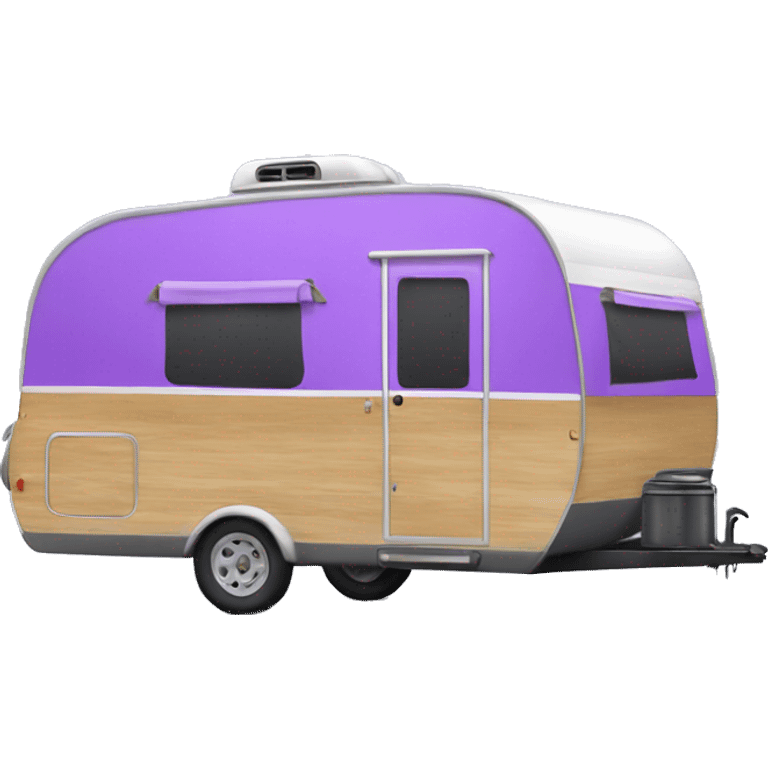 Realistic purple camping trailer isolated.  emoji