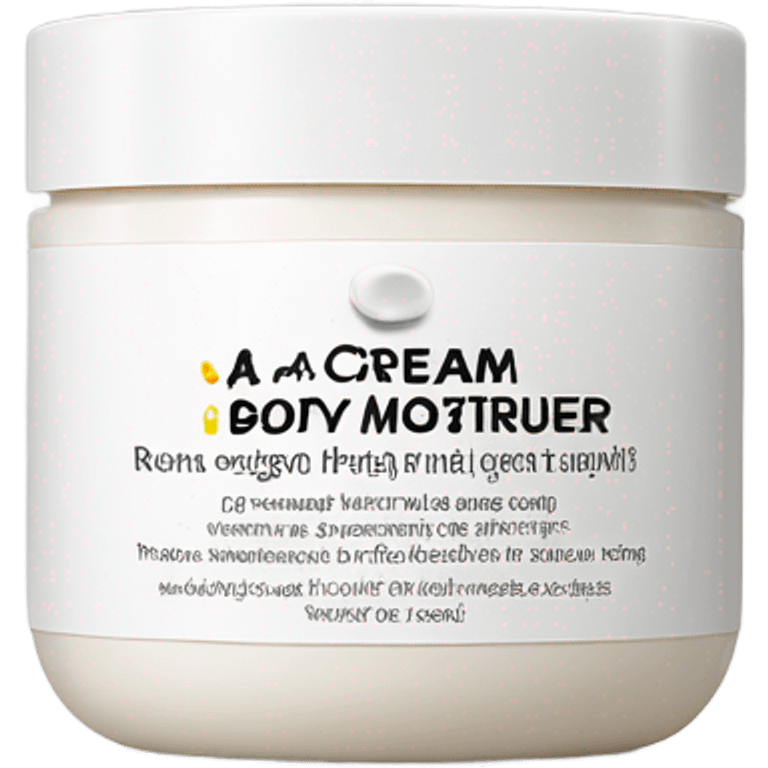 body moisturizer cream pot with label emoji