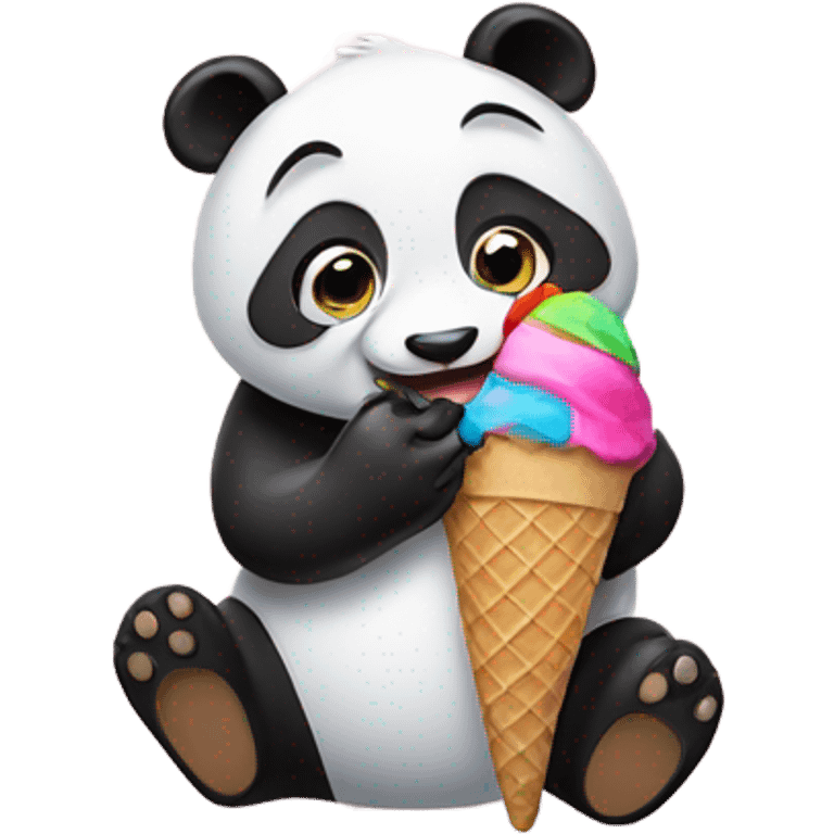 Panda eating ice cream emoji