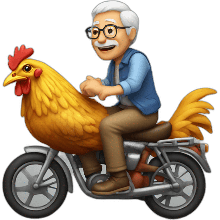 old man riding a chicken emoji