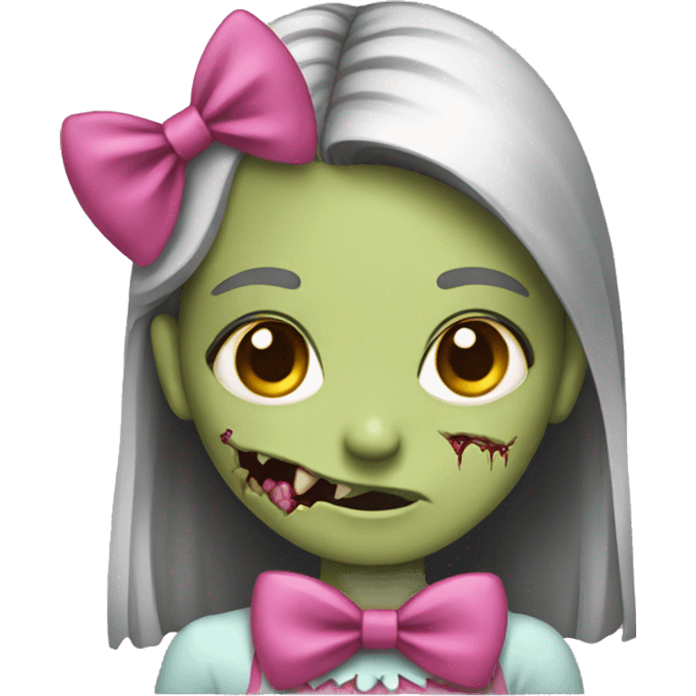 Girl zombie with a pink bow  emoji