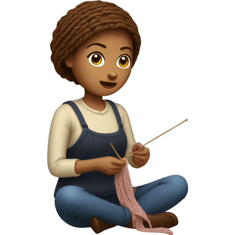 Short hair woman knitting emoji