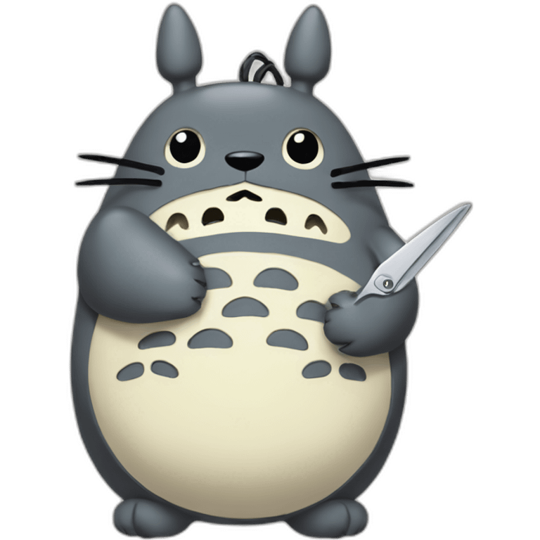 totoro holding scissors emoji