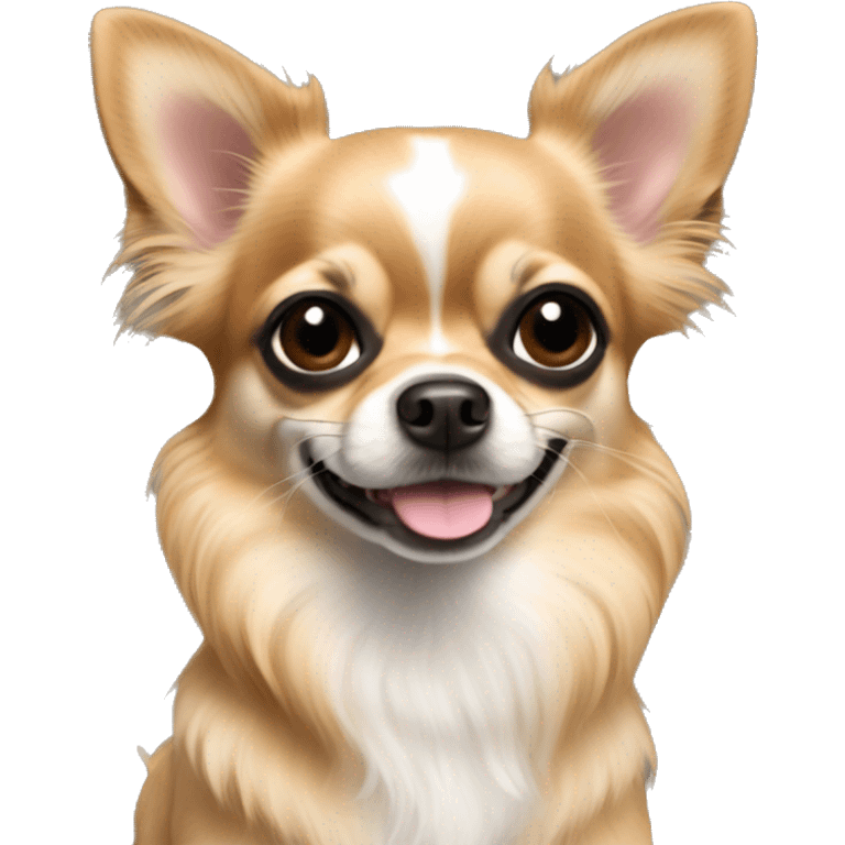 Fawn sable long hair chihuahua black ears and mouth emoji