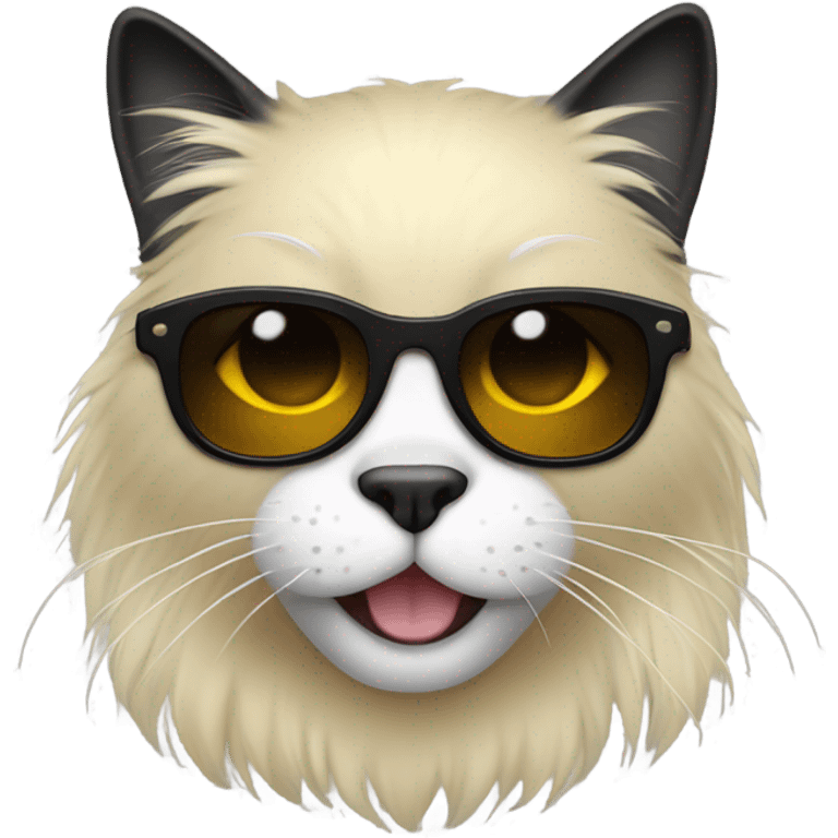 Black cat with long blonde hair and sunglasses  emoji