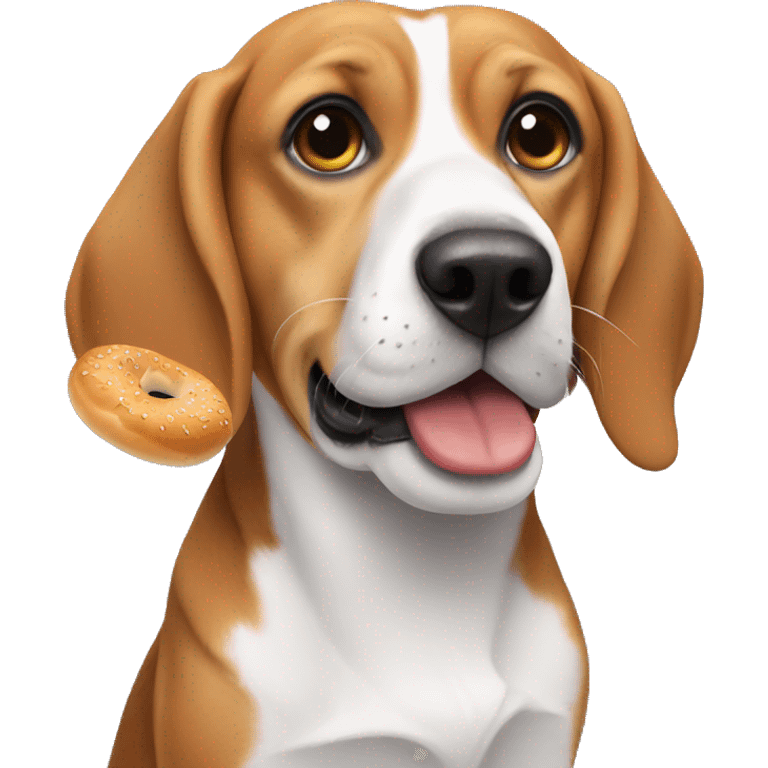 Beagle eating a bagel  emoji