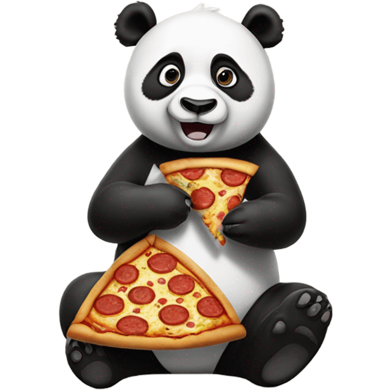 Panda Eating a slice of pizza with soda emoji