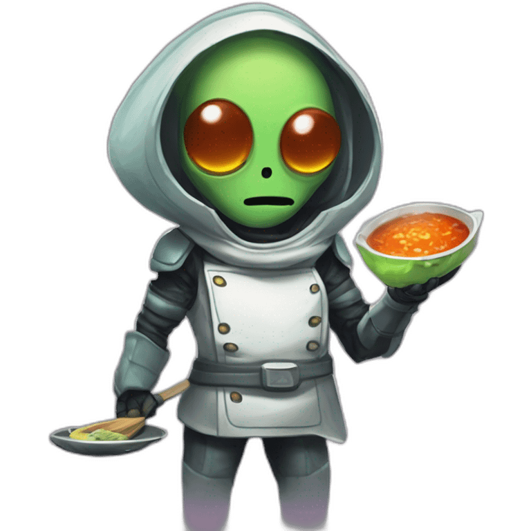 alien chef scifi roguelike rpg style inspired by slay the spire digital art emoji