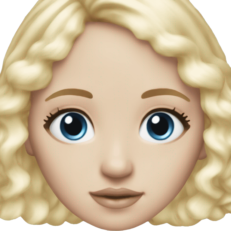 ocean blue doll eyes, blonde hair, feminine, pink, girl, angelic emoji