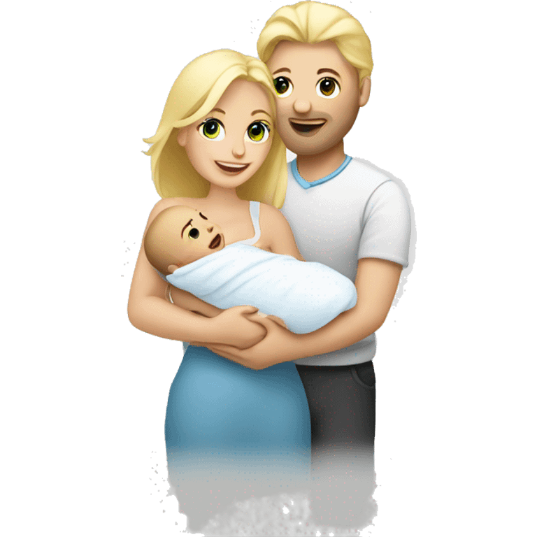 blonde european couple holding newborn emoji