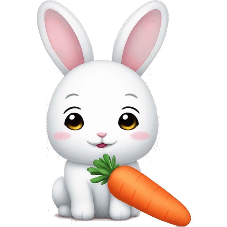 Cute kawaii bunny with carrot emoji