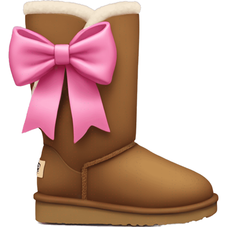 A pretty Ugg boot with a pink bow on the back emoji