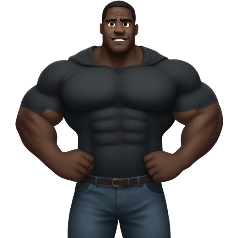 A super big black guy showing his muscles  emoji