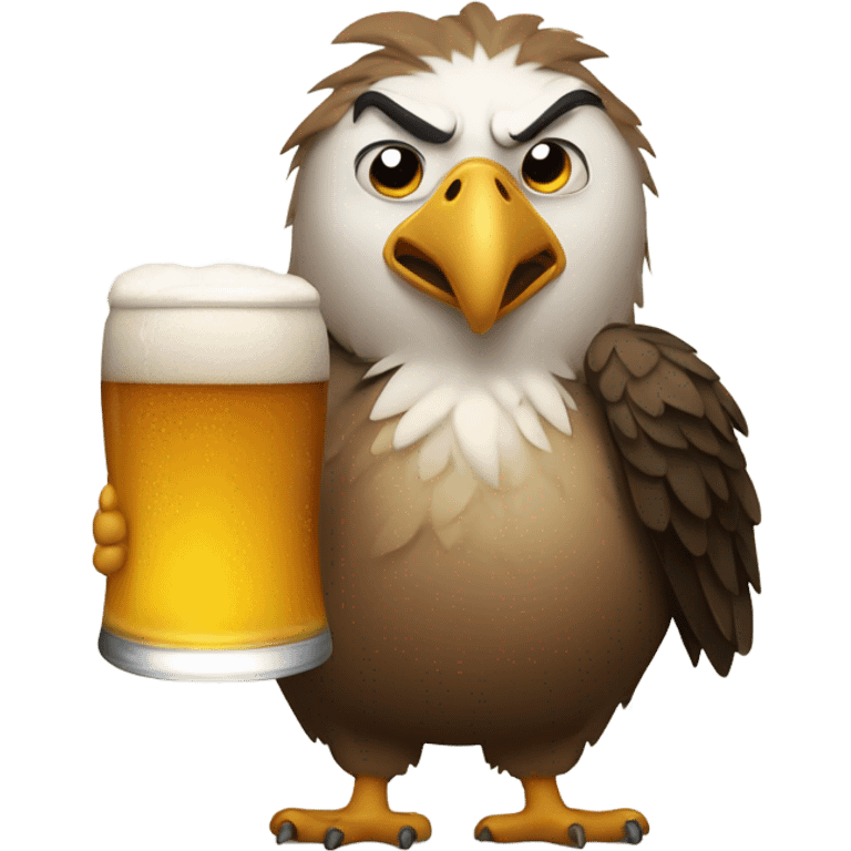 Fat eagle with frown face and a beer belly emoji