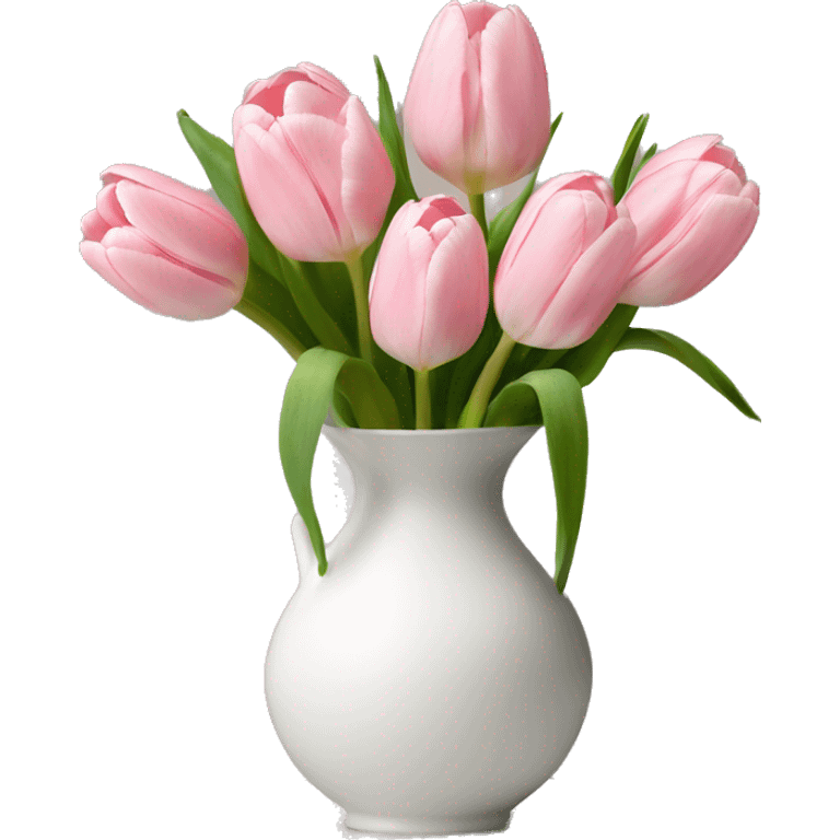 Light pink tulips in white vase emoji