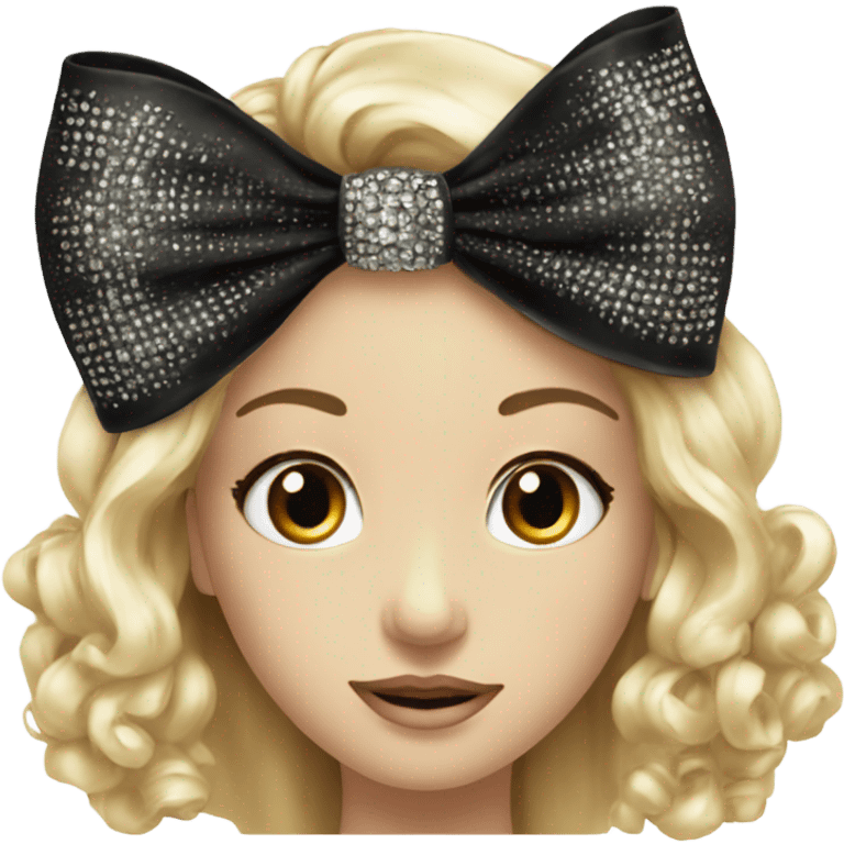 Elegant black bow with rhinestones  emoji