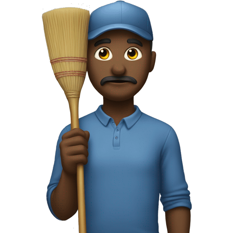 holding nose with a broom in other hand emoji