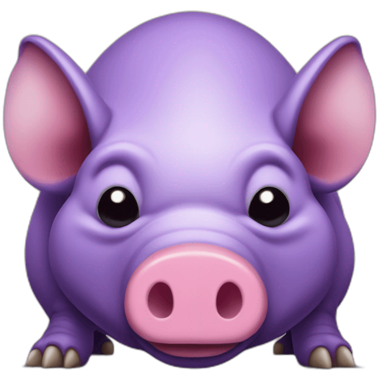 Purple Pig insect armadillo with evil angry grumpy face mouth open tusks emoji