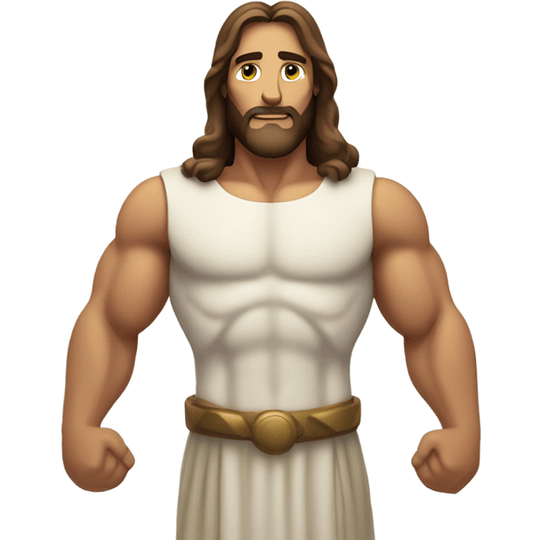 Jesus with muscles flexing emoji