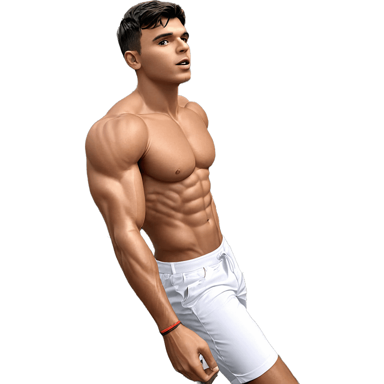 muscular boy in white shorts emoji