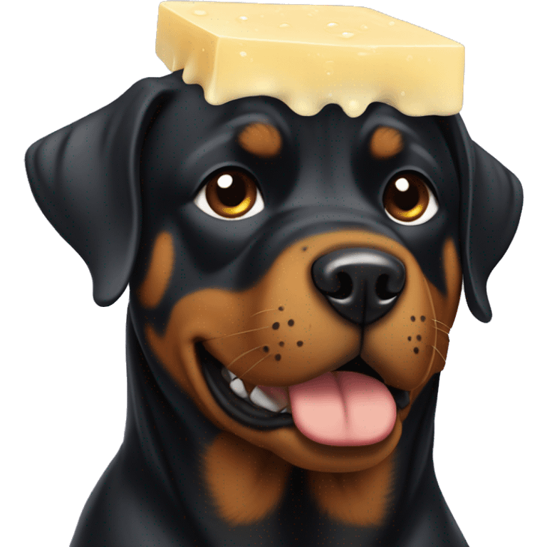 Rottweiler with Soap on his Head emoji